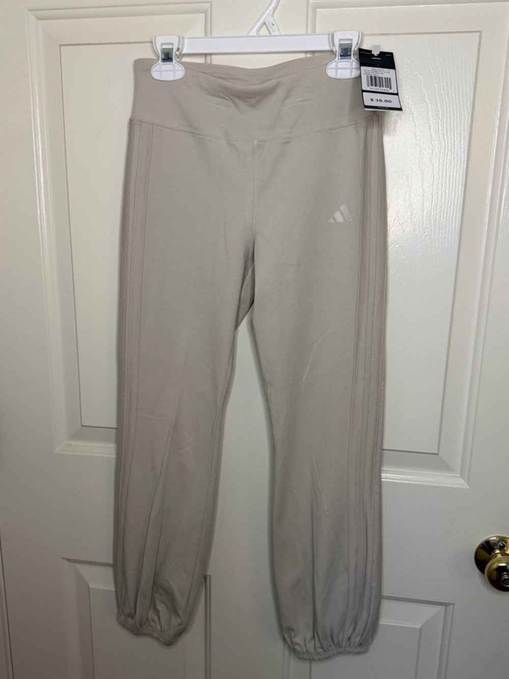 Adidas Girls Natural Beige Tight Fit Joggers Size M 10/12 NWT AK10481